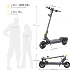 Ausom Gosoul 2 Hulajnoga elektryczna, silnik 1100 W, akumulator 13 Ah 48 V, prędkość 20 km/h, zasięg 70 km - Ciemnoszary - hulajzone.app