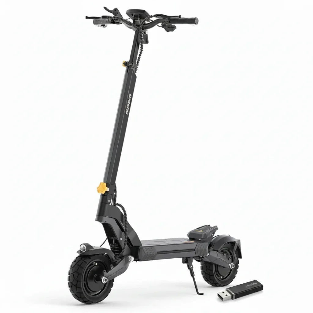 Ausom L2 Dwusilnikowa składana hulajnoga elektryczna, silnik 2*800W, 20km/h, bateria 48V 15,6Ah, opony 10x3 Cali, zasięg 70km - hulajzone.app