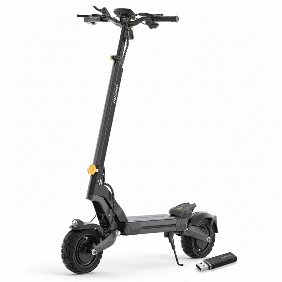 Ausom L2 Dwusilnikowa składana hulajnoga elektryczna, silnik 2*800W, 20km/h, bateria 48V 15,6Ah, opony 10x3 Cali, zasięg 70km - hulajzone.app